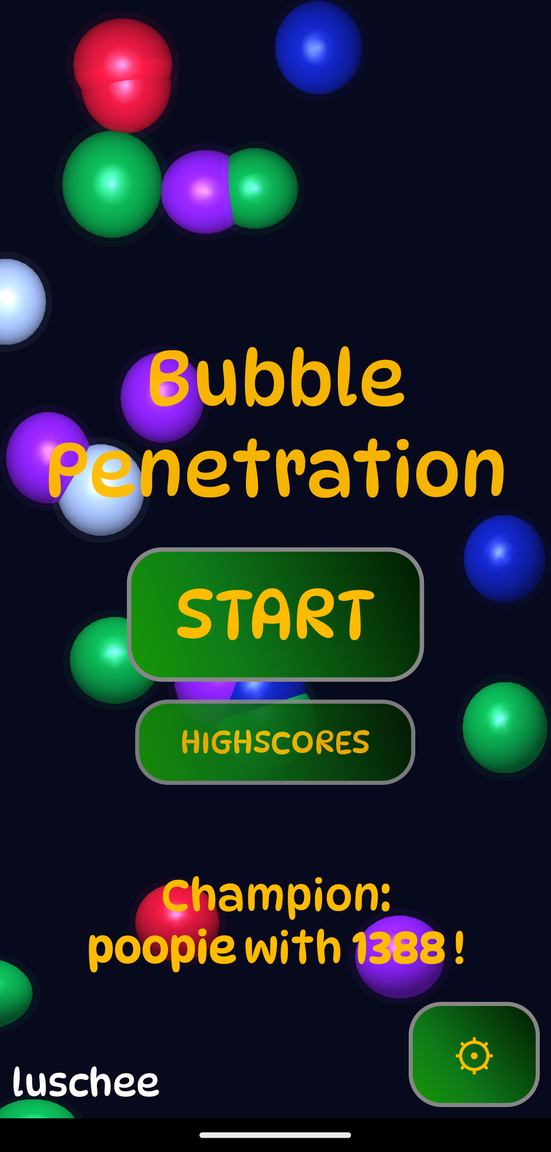 Bubble Penetration gameplay with colorful bubbles and stars